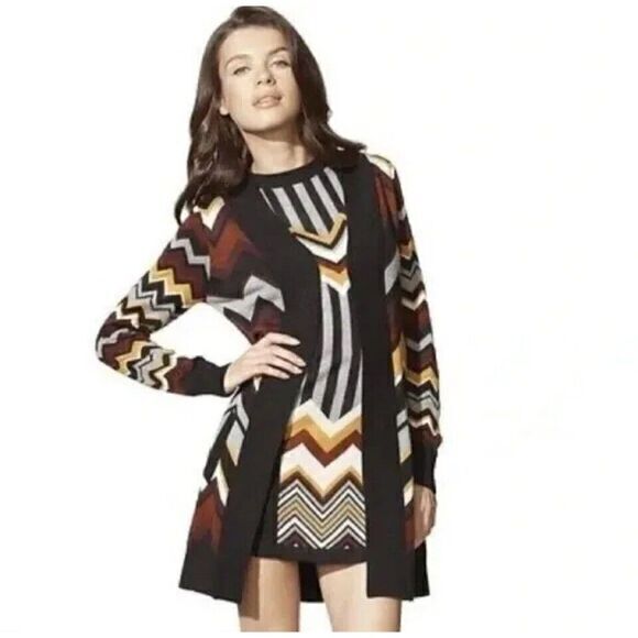 Missoni for Target Womens Size XS Open front Cardigan Long Sleeve Chevron Brown - Picture 5 of 11